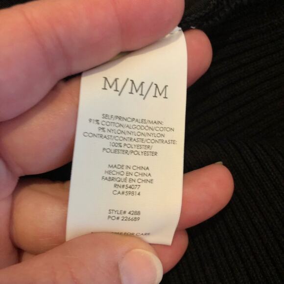 Cabi Crosstie black silky tie front knit back top size Medium #4288 - Picture 10 of 14